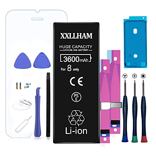 XXLLHAM Batería para iPhone 8 (A1863, A1905, A1906) 3600mah Alta Capacidad Batería de Reemplazo con Kits de Herramientas de reparación Cinta Adhesiva, 2 Años de Garantía