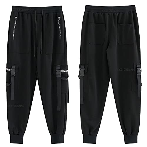 XYXIONGMAO Pantalones deportivos Techwear Hip Hop Harem para hombre, Negro -, Small