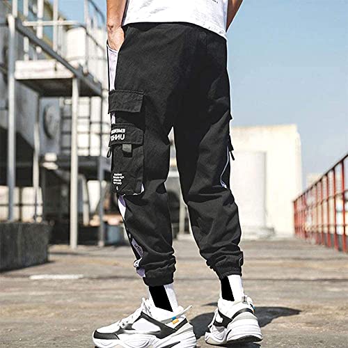 XYXIONGMAO Streetwear - Pantalones Deportivos de Estilo Hip Hop, Estilo Cargo, para Hombres, Parejas, Mujeres, Deportivos, Informales, Activos, Black1, M