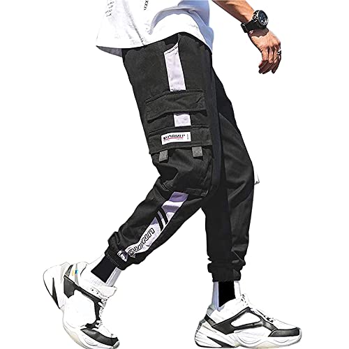 XYXIONGMAO Streetwear - Pantalones Deportivos de Estilo Hip Hop, Estilo Cargo, para Hombres, Parejas, Mujeres, Deportivos, Informales, Activos, Black1, M