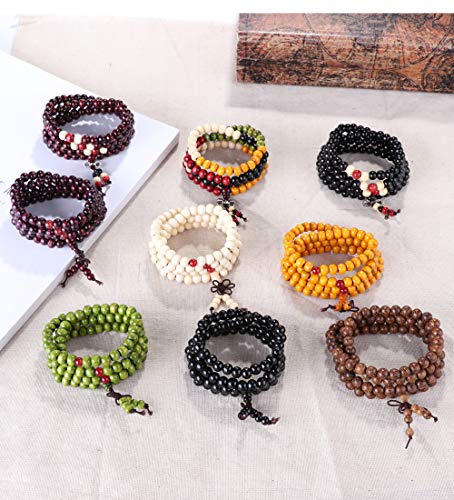 YADOCA 9 Piezas Hombres Mujeres Pulseras Chakra Tibetano Rosario Budista Piedra Natural Curación Reiki Yoga Pulseras afortunadas