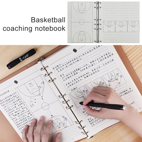 YAEGER Cuaderno de Tácticas de Baloncesto Cuaderno de Entrenamiento de Baloncesto de 100 Páginas Carpeta con Cierre Elástico Portapapeles para Entrenadores Planificador Táctico Unisex 267x210mm