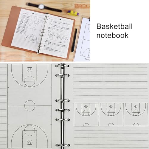 YAEGER Cuaderno de Tácticas de Baloncesto Cuaderno de Entrenamiento de Baloncesto de 100 Páginas Carpeta con Cierre Elástico Portapapeles para Entrenadores Planificador Táctico Unisex 267x210mm