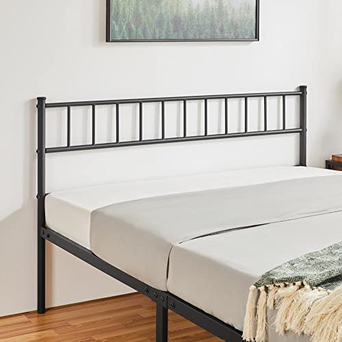 Yaheetech 135 x 190 cm Cama Individual Doble de Metal para Adultos Gran Espacio Moderna Lamas Negras