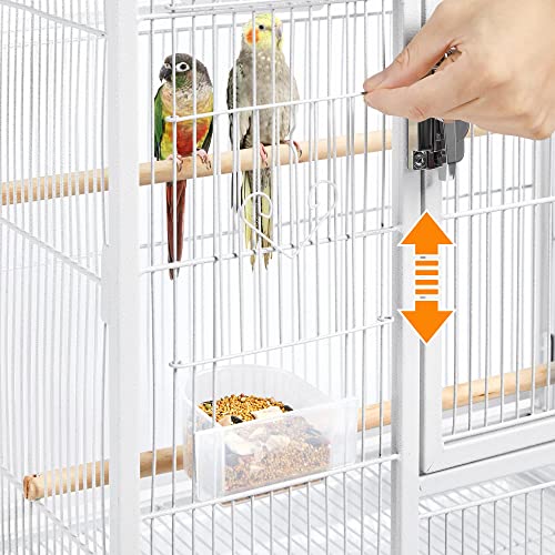 Yaheetech Jaula para Pájaroas Jaula para Loros Mascota Jaula Grande con Soporte Pie Jaula con Ruedas 136 cm Blanco