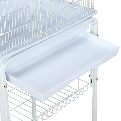 Yaheetech Jaula para Pájaros Jaula con Soporte Ruedas para Canarios Jaula Mascota 46 x 35 x 158,5 cm Blanco