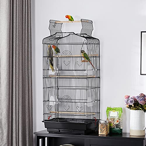 Yaheetech Jaula para Pájaros Jaula Metálica para Mascota Aves Loros Canarios 46 x 36 x 92 cm