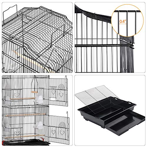 Yaheetech Jaula para Pájaros Jaula Metálica para Mascota Aves Loros Canarios 46 x 36 x 92 cm