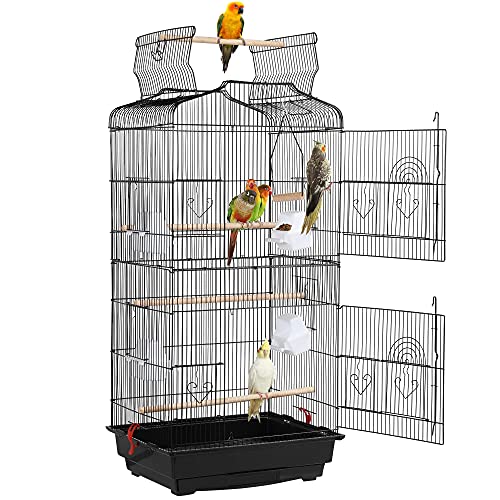 Yaheetech Jaula para Pájaros Jaula Metálica para Mascota Aves Loros Canarios 46 x 36 x 92 cm