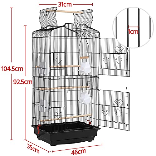 Yaheetech Jaula para Pájaros Jaula Metálica para Mascota Aves Loros Canarios 46 x 36 x 92 cm