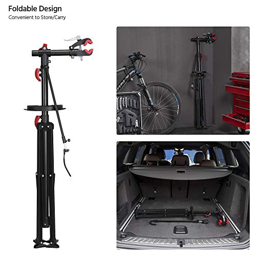 Yaheetech Soporte Bicicleta Suelo Altura Ajustable 108-188cm Caballete Bicicleta Portátil Soporte Bici Taller con Bandeja Magnética para Bicicleta Montaña Carretera