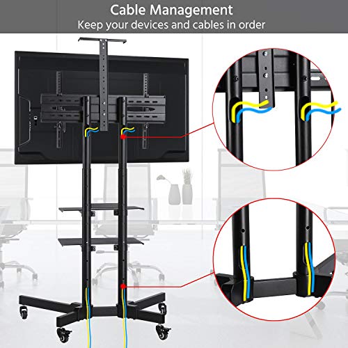 Yaheetech Soporte TV de Pie Soporte TV Suelo con Ruedas Muebles TV Universal 32 a 75 Pulgadas con Bandeja Altura Ajustable Carga de 50 kg Negro