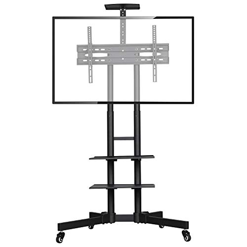 Yaheetech Soporte TV de Pie Soporte TV Suelo con Ruedas Muebles TV Universal 32 a 75 Pulgadas con Bandeja Altura Ajustable Carga de 50 kg Negro