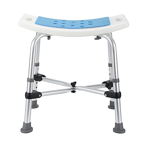 Yakimz Taburete de Ducha para Personas Mayores, Altura Regulable, Silla de Ducha con viga Transversal Doble Reforzada y Alfombrilla, Taburete de baño, Asiento de Ducha, Asiento de bañera, hasta 180kg