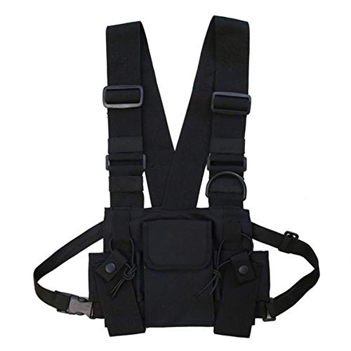 Yalatan Tactical Chest Rig Bag para Hombres Mujeres, Chaleco Multibolsillos Hip Hop Streetwear, Funcional Tactical Harness Rig Chest Rig Pack Bolso de Cintura Ajustable