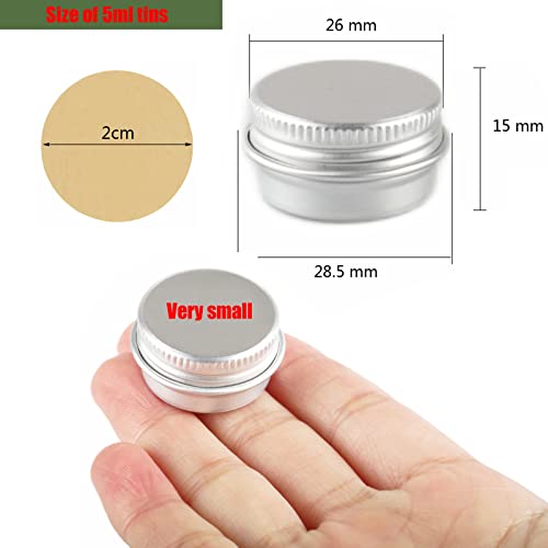 YANCAER 50 Piezas Tarros de Aluminio con Tapa Rosca 5ml Plata - D26mm x H15mm, Tarros Cosméticos Vacios, Latas de Aluminio Cosmetica Envases Viaje para Bálsamo Labial, Loción, Crema, Velas