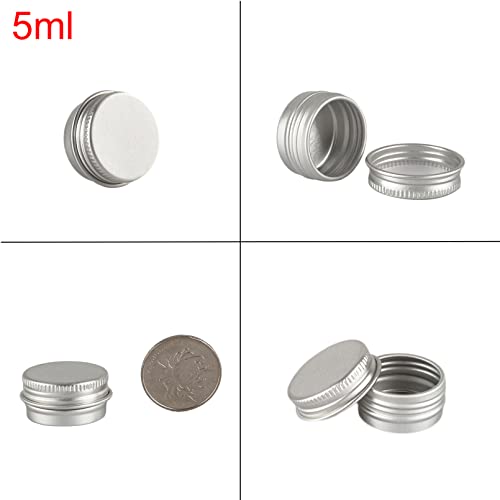 YANCAER 50 Piezas Tarros de Aluminio con Tapa Rosca 5ml Plata - D26mm x H15mm, Tarros Cosméticos Vacios, Latas de Aluminio Cosmetica Envases Viaje para Bálsamo Labial, Loción, Crema, Velas