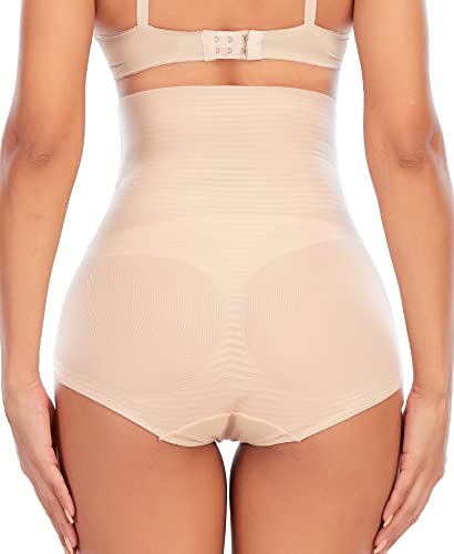 YARRCO Braga Faja Reductora Mujer Invisible Adelgazante Braguitas Moldeadoras Abdomen Cintura Alta Faja Sin Costuras Shapewear (Beige,XXL)