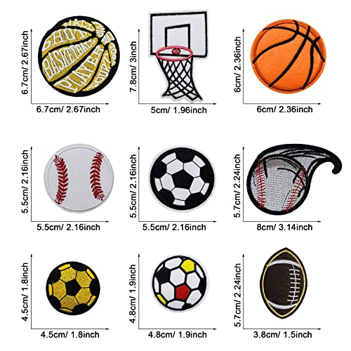 Yayatty Patch Sticker, 21 Pz Pelota Parche Termoadhesivo Parche de Hierro en Patches paraMochila, Gorras, Ropa, Parches Infantiles y Apliques para Niños