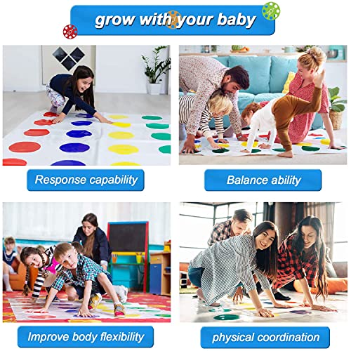 YeahBoom Juego Twisting para niños y Adultos, Juego de Suelo con Alfombrilla de Juego, Juego en Equipo, Juego Familiar, Juego Divertido para cumpleaños Infantiles