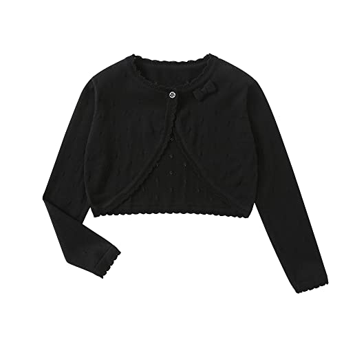 Yealoo Bolero Cardigan para Niña,Chaqueta de Punto Manga Larga, Chaqueta de Hombro, Algodón con Lazo