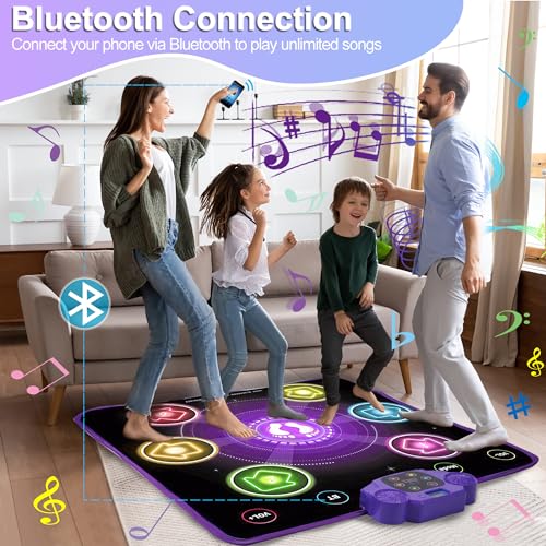 YEAUWILY Alfombra de Baile Juguetes para Niñas Niños, Música Alfombrilla de Baile Inalámbrico Bluetooth, 6 Flechas 5 Modos Alfombra de Baile Regalo Cumpleaños Navidad para Niñas Niños 3-15 años