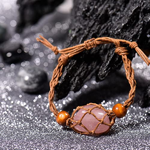 Yeeda Pulsera | Pulseras de jaula para cristales | jaula de cordón ajustable, pulsera de red de pescado, cordón para collar de piedra, pulsera DIY, soporte de cristal, pulsera de piedra de cuarzo,