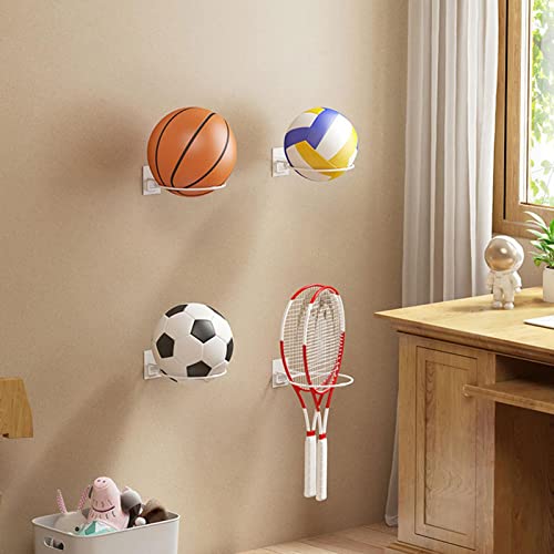 Yeeda Soporte de almacenamiento de bolas montado en la pared, soporte de pelota de deportes de acero al carbono, soporte de pared adhesivo para baloncesto, fútbol, voleibol ejercicio