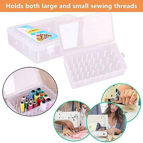 yeemeen Caja para Hilos de Coser, 2Pcs Caja Transparente para Hilos, Organizador de Bobinas de Hilo, Caja Hilos Costura 42 Carretes para Almacenamiento Hilo de Coser