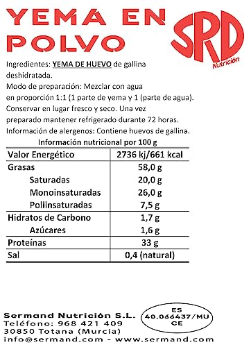 YEMA DE HUEVO EN POLVO BOLSA ZIP 350 G. SIN ADITIVOS