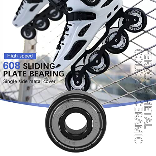 Yeruvce 16 Piezas de CeráMica 608 Rodamientos 8X22X7Mm ABEC-11 HíBrido 6 Bolas Blancas ZrO2 Rodamiento de Patineta Patinaje Rodillo en LíNea