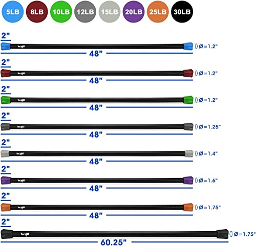 Yes4All 7RBK Barra ponderada de Entrenamiento Corporal Total, Barra de Entrenamiento ponderada, Barra Corporal para Ejercicio (30 Libras)