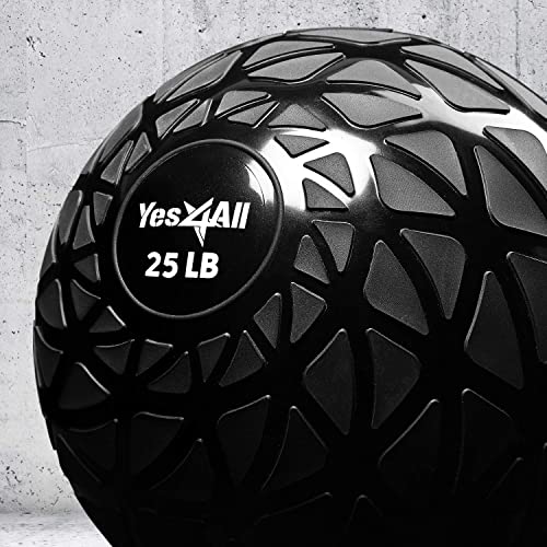 Yes4All BW7V Dynamic Slam Balls 11.3 kg, Brillante, balón Medicinal Relleno de Arena, sin Rebote, Adecuado para Entrenamiento y Fuerza