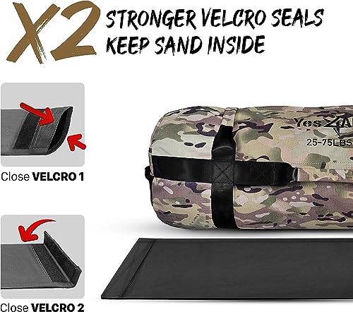 Yes4All CLHZ Saco de Arena, Camuflaje, 0 - 34 Kilogramos, Saco lastrado para entrenamiento de carrera, Saco de Arena para entrenamiento funcional, Crossfit, Fitness, Conditioning