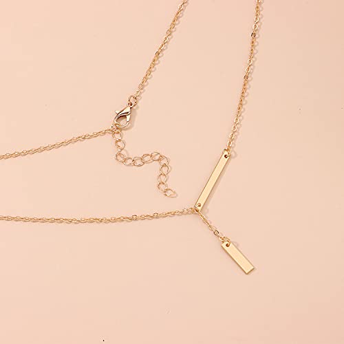 Yheakne Skinny Bar Y - Collar dorado con cadena larga, diseño geométrico Lariat, joyas para mujeres y niñas adolescentes