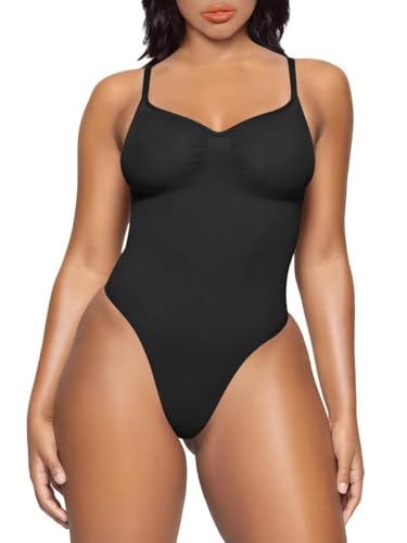 YIANNA Body Moldeador Reductor Mujer Abdomen Control Tanga Shapewear Bodysuit Shaper Posparto Fajas Reductoras Invisible Negro S - M 5215