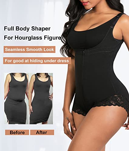 YIANNA Body Reductor Mujer Shapewear Bodysuit Busto Abierto Faja Reductora Colombiana Moldeadora Fajas Colombianas Lencería Negro 7200 Size M