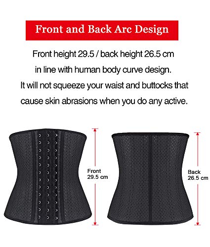 YIANNA Fajas Reductoras Mujer con 25 Huesos de Acero Waist Trainer Corset Faja Reductora Colombiana Cinturilla Cintura Latex Body Shaper Negro, 20173 Size L