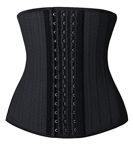 YIANNA Fajas Reductoras Mujer con 25 Huesos de Acero Waist Trainer Corset Faja Reductora Colombiana Cinturilla Cintura Latex Body Shaper Negro, 20173 Size L