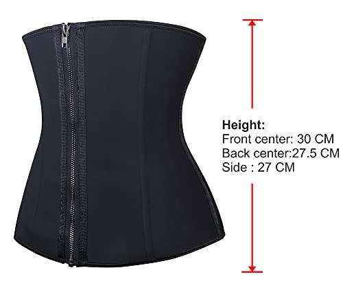 YIANNA Mujer Fajas Reductoras Abdomen Cremallera Cinturilla Reductora Faja Moldeadora Waist Trainer Corset Reductor Colombianas Negro,2219 Size S