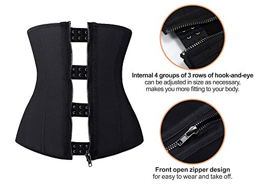 YIANNA Mujer Fajas Reductoras Abdomen Cremallera Cinturilla Reductora Faja Moldeadora Waist Trainer Corset Reductor Colombianas Negro,2219 Size S