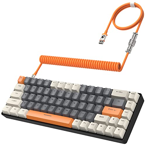 YINDIAO T8 60% Teclado Mecánico para Juegos,US Layout Teclado,Compacto TKL de 68 Teclas,Retroiluminación 18 RGB,Interruptor Marrón,Anti-ghosting,Cable USB-C en Espiral Pro,para PC,Mac,PS4 -Milkshake