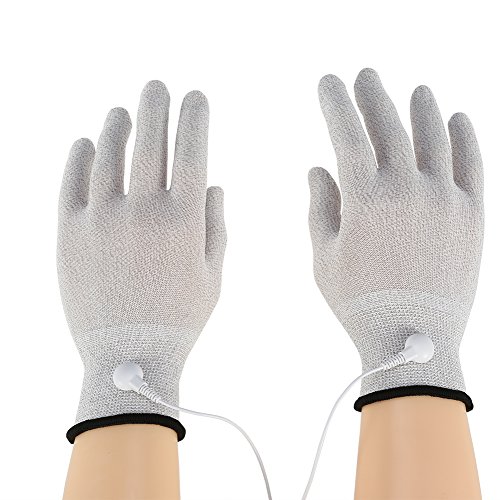 Yinhing Guantes de Masaje Eléctricos de Fibra conductiva de 1 par Los TENS y Rodilleras de Masaje Guantes de Mano conductiva (M)