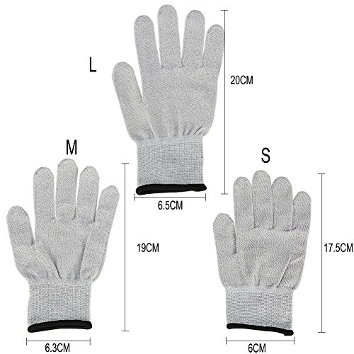 Yinhing Guantes de Masaje Eléctricos de Fibra conductiva de 1 par Los TENS y Rodilleras de Masaje Guantes de Mano conductiva (M)