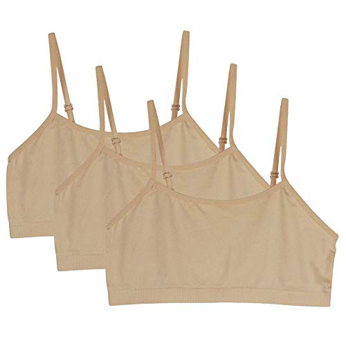 YINI - Vuelta al cole. Top sujetador ajustable con tirantes en los hombros, para niñas y chicas, 3 unidades Beige 3 Piezas Beige XL