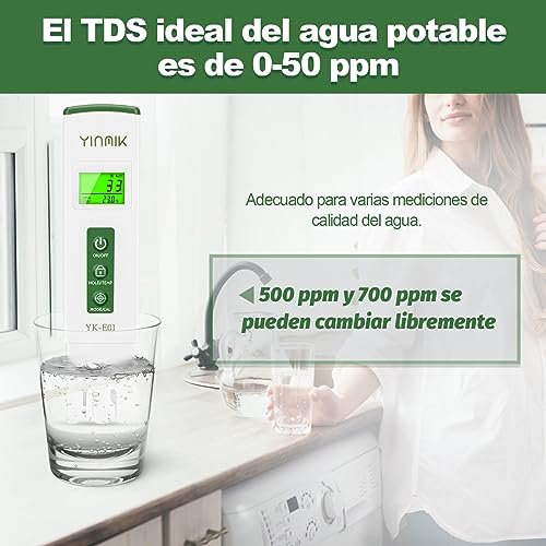 YINMIK Medidor pH y TDS Profesional, 4 en 1 medidor de pH Digital de Calidad del Agua, probador Multifuncional de pH TDS EC con función ATC, para Agua Potable, Piscina, Agua de casera, Agua RO