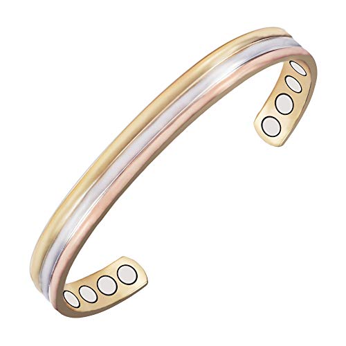 YINOX Tri Tone pulseras magnéticas de cobre puro para artritis para mujeres y hombres con 8 imanes de San Valentín