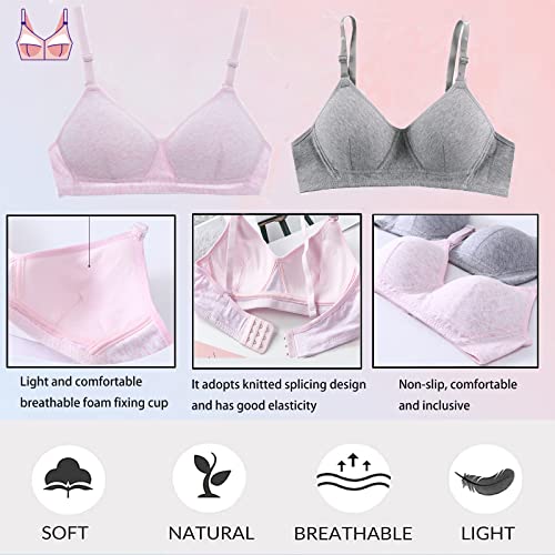 Yintry Sujetador Deportivo de algodón para niña Adolescente con Correa Ajustable Desmontable Bralette,Paquete de 3, A-Cup