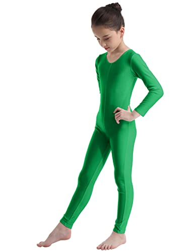 YiZYiF Maillot Largo Body Completo para Niñas Maillot Gimnasia Rítmica Manga Larga Body Entero Mono Danza Yoga Leotardo Ballet Traje Bailarina 5-12 Años Verde 5-6 años