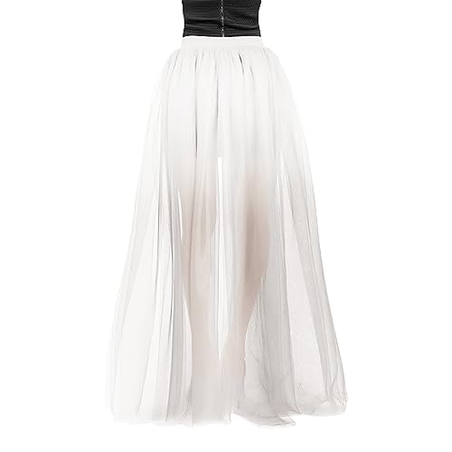 YJZQ - Falda de tul semi skirt para mujer, vestido de boda desmontable en falda para mujer, tutú, enagua irregular delantera corta larga 3 capas, longitud de falda deportiva para fiesta de baile, 125